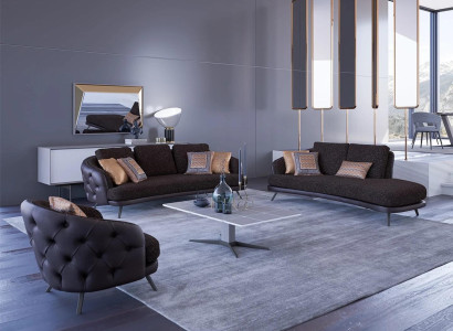 Living room Modern Complete Chesterfield 2x Sofa Three Seater Relax new Armchair